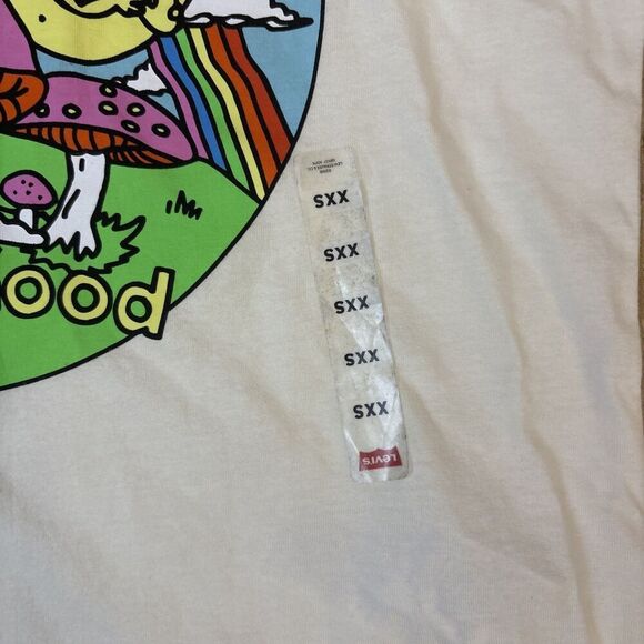 Levis Graphic T Shirt Extra Extra Small XXS Mushrooms Rainbow Hippie NEW NWT - Picture 8 of 9